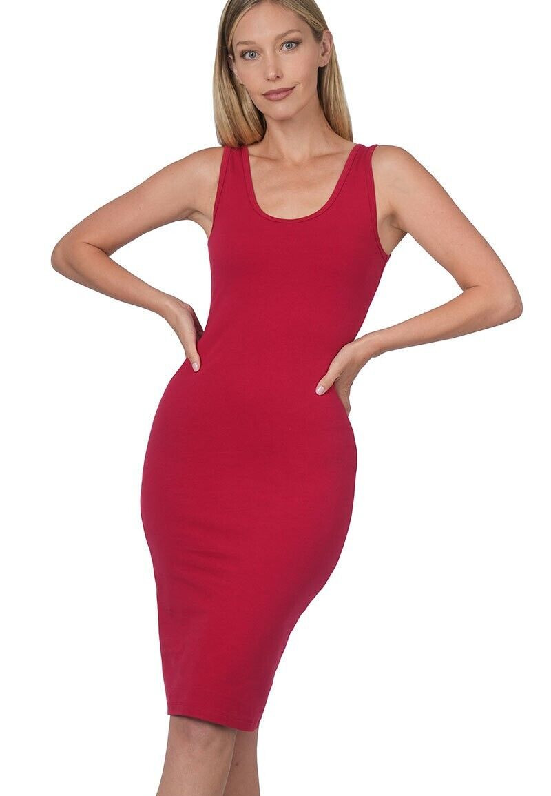 Women’s Midi Dress Sleeveless S M L XL