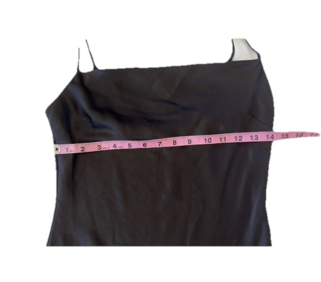 Black Slip Dress Cowl Neck Side Slits Satin Midi sz Small NWT