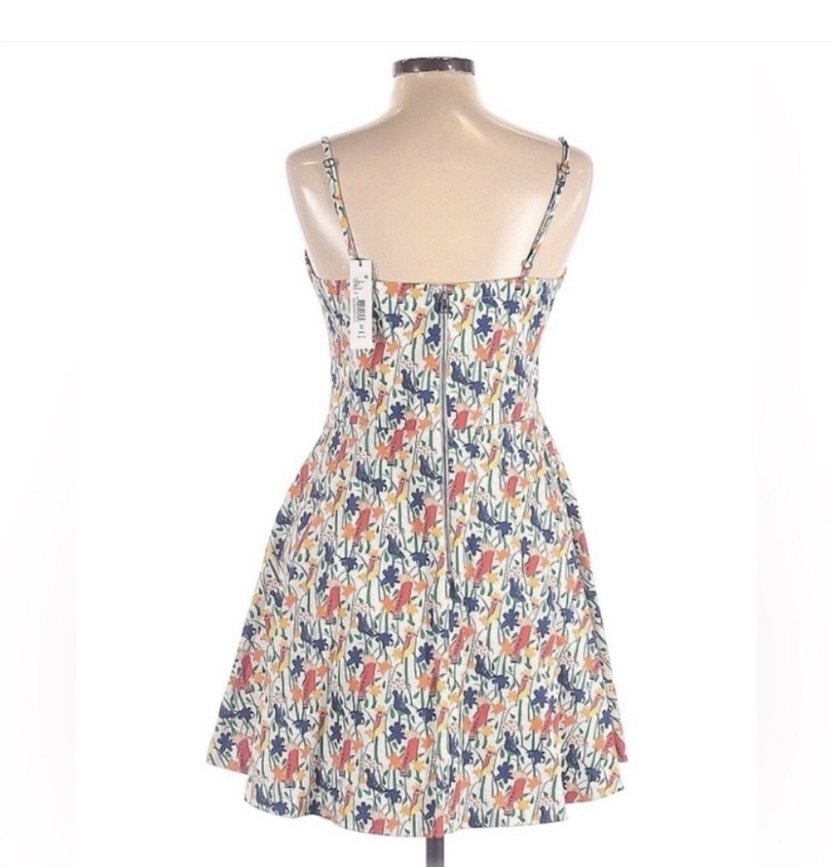 Alice + Olivia Nella Bird Print Dress 12 NWT Fit Flare Sweetheart Mini
