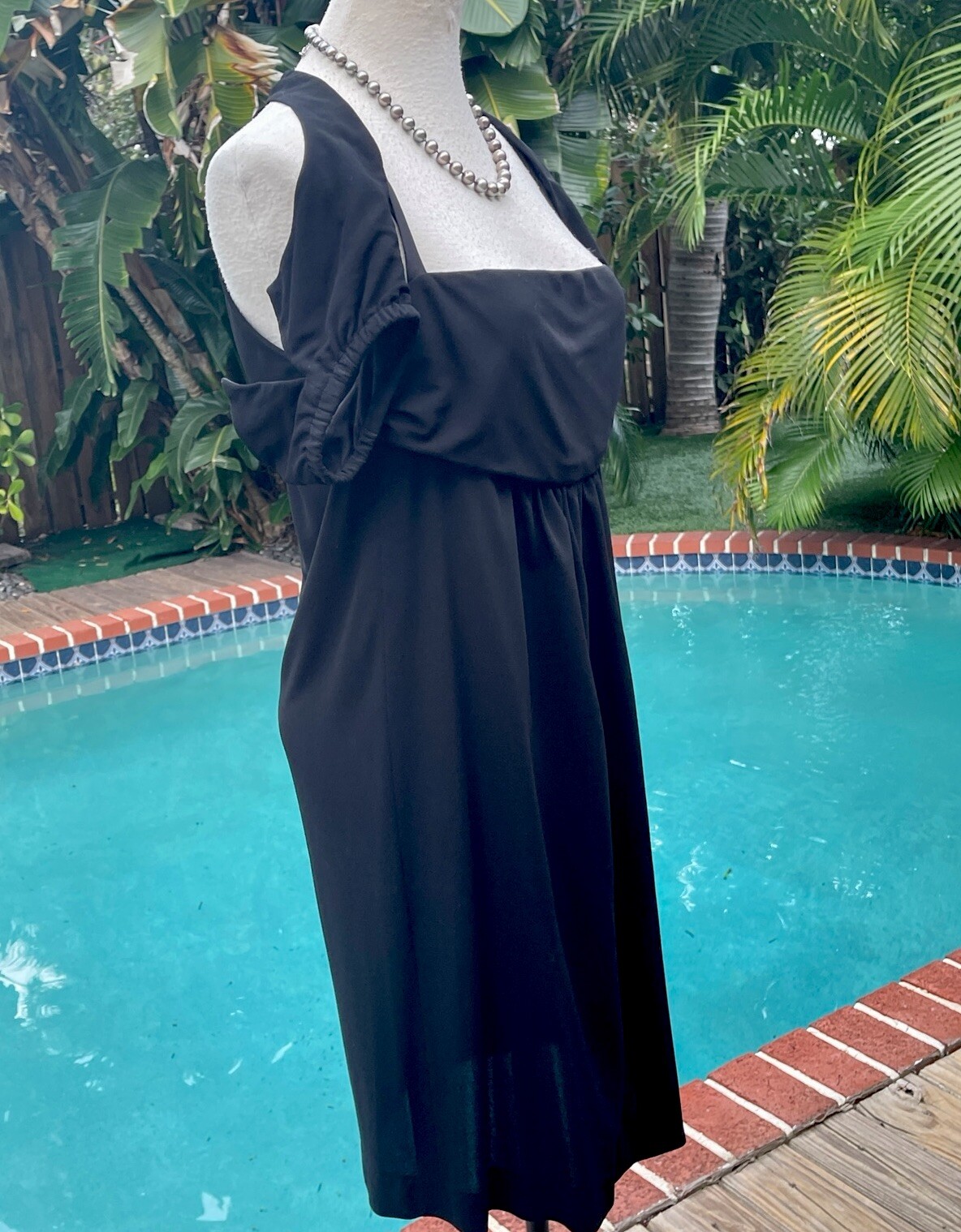 Chanel Evening Dress Pull-Up Off-Shoulder Sleeve Little Blk Dress FR36 S 4 LBD