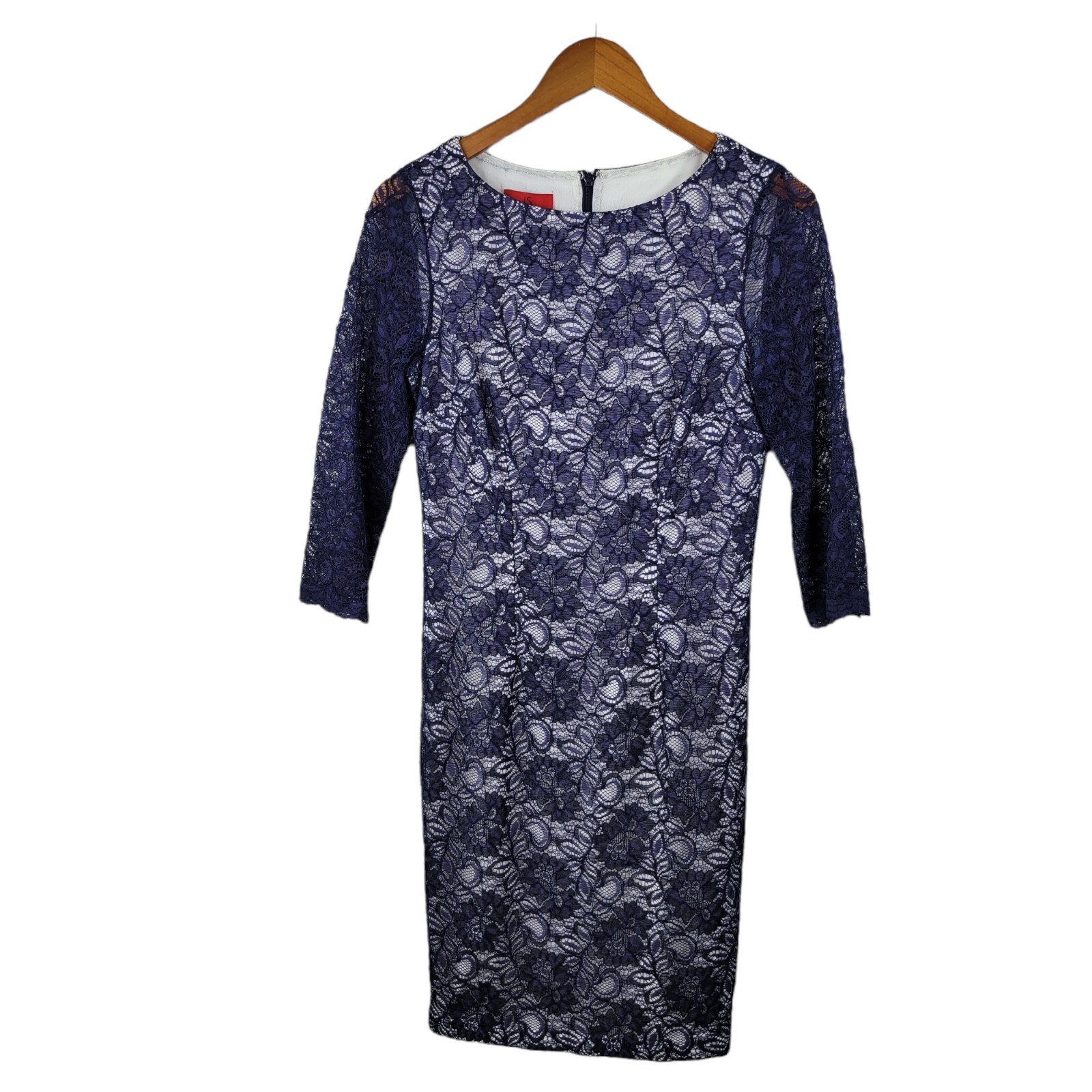 JCLS Collection size 6 Lace Dress Stretch cocktail Lined party Navy Blue