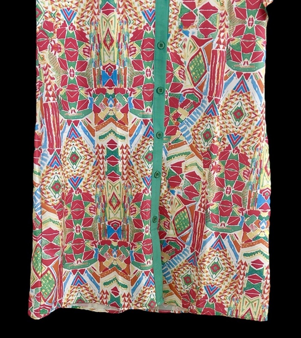 Women’s Dress Straight Button Front Collard Multicolor SEE MEASUREMENTS NWOT