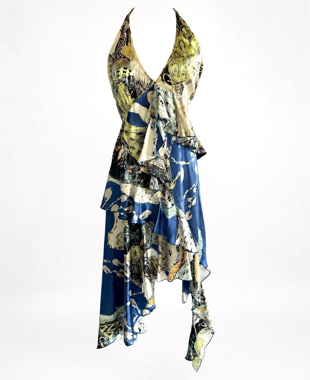 Roberto Cavalli Just Cavalli Silk Halter Asymmetric Dress IT 46 (runs small)