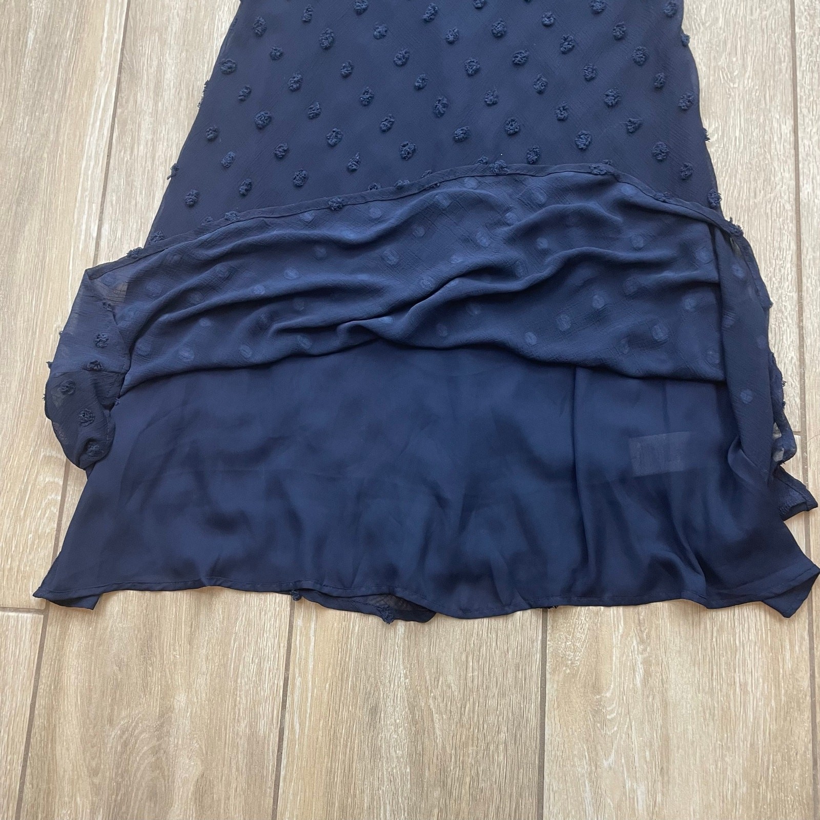 Eri + Ali Anthropologie Textured Midi Dress Women 8 Blue 3/4 Sleeve Lined