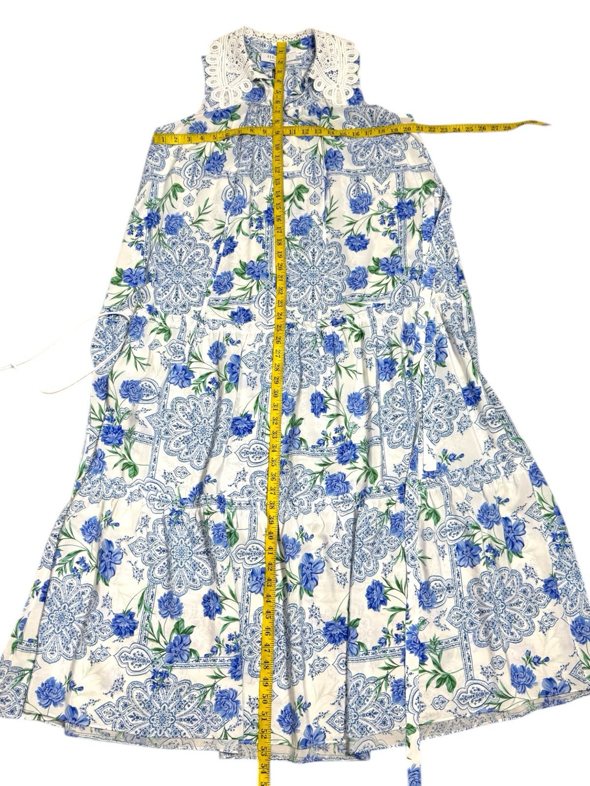 Hunter Bell Hilton Silk Maxi Dress Blue Floral Medallion Quiet Luxury Size M NWT