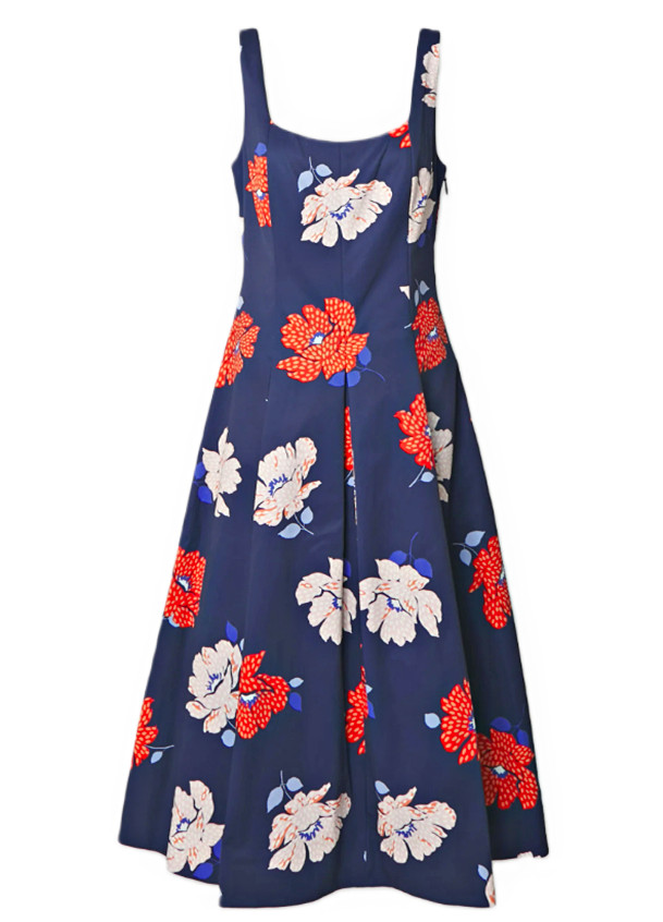 Kate Spade Dotty Floral Faille Cocktail Dress in French Navy sz 4, 6, 10 $498