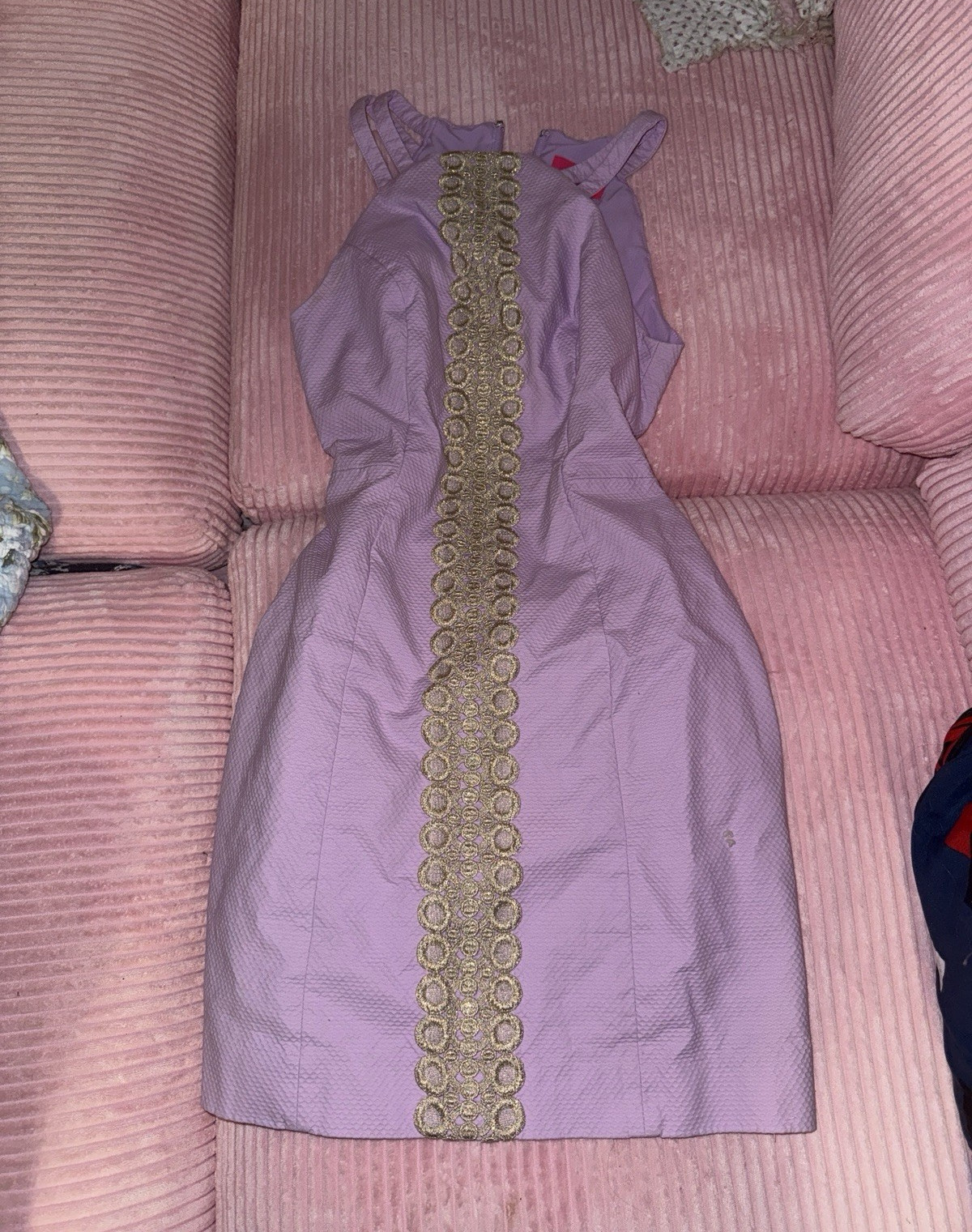 Lilly Pulitzer Purple Halter Sheath Knee-Length Corduroy Dress Zip, 6