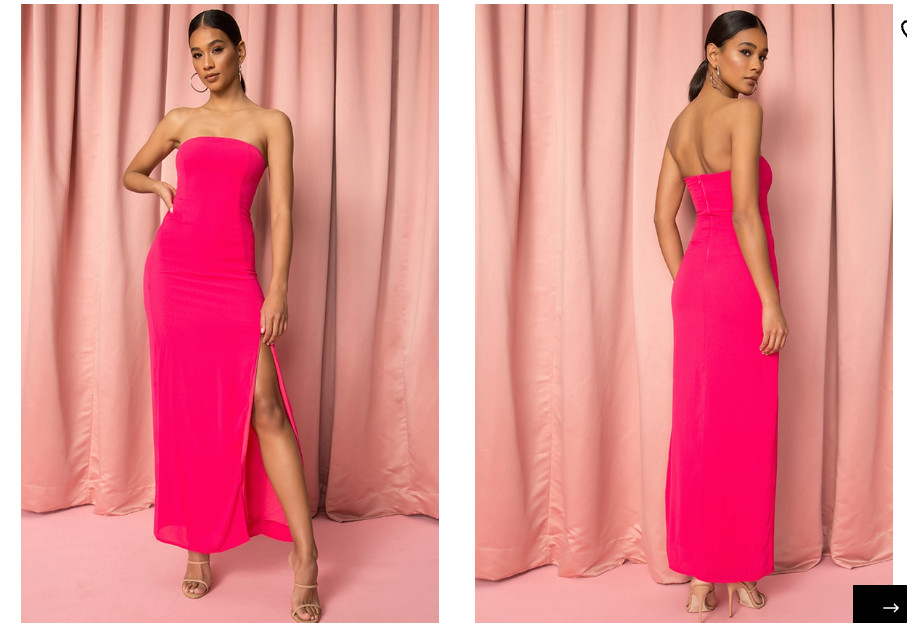 Superdown Women’s Front Slit Pink Asher Non-Slip Strapless Dress Size Medium