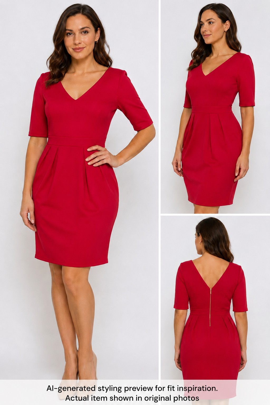 CLOSET LONDON NWT Red Tulip Dress V-Neck Stretch UK 14 US 10 EUR 42
