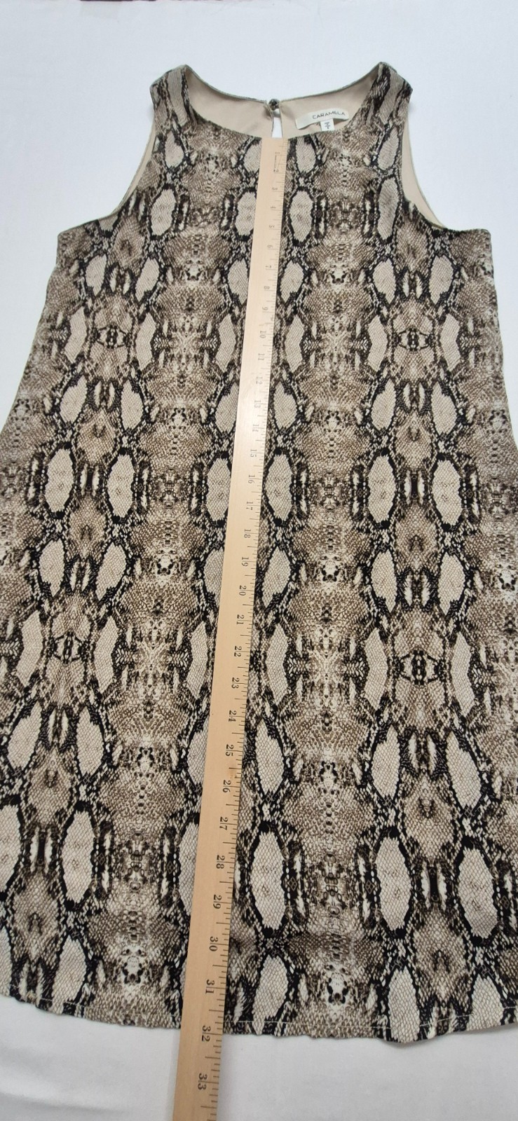 Caramela women’s python snake print A-line fully lined sleeveless dress sz. S