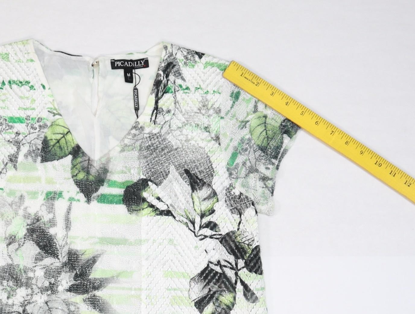 Picadilly Dress Womens Medium Avocado Multi Floral V Neck Shift Knee Length