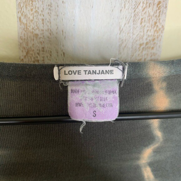 LOVE TANJANE Womens S Tie Dye Olive & Tan Drape Sleeve Dres