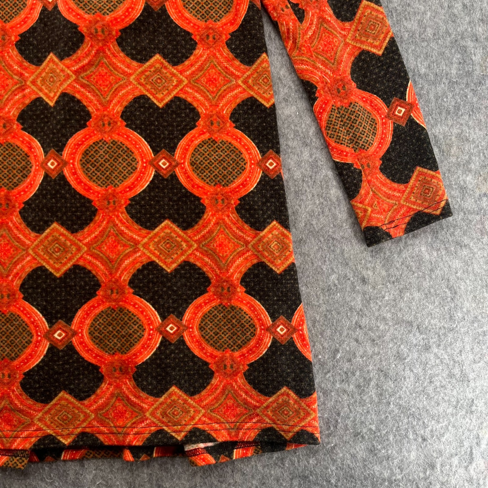 Aryeh Anthropologie Abstract Print Sweater Dress Shift Size L Orange Black NEW