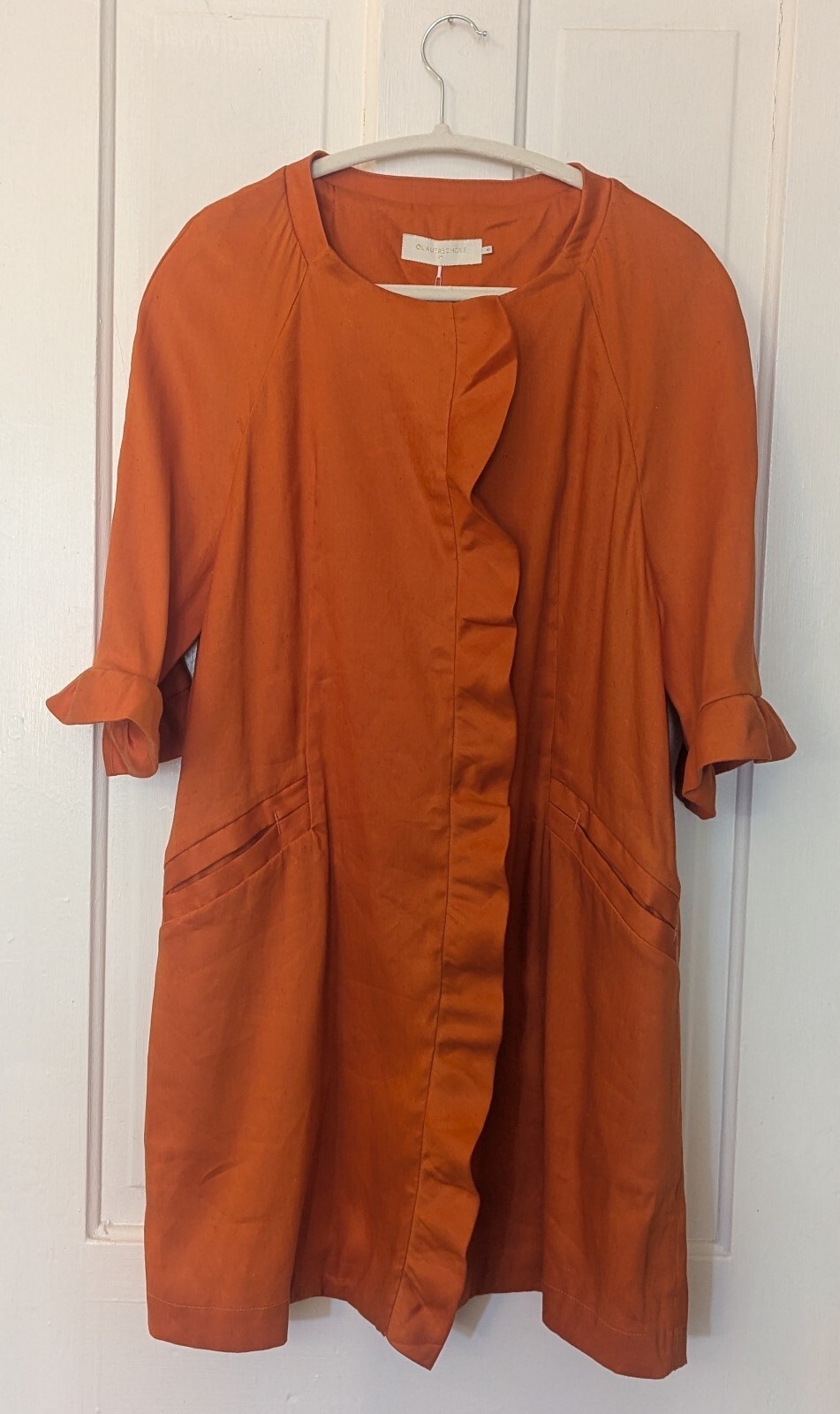 NWT L’AUTRE CHOSE BURNT ORANGE LINEN BLEND OVERCOAT DRESS | IT 40 US 4