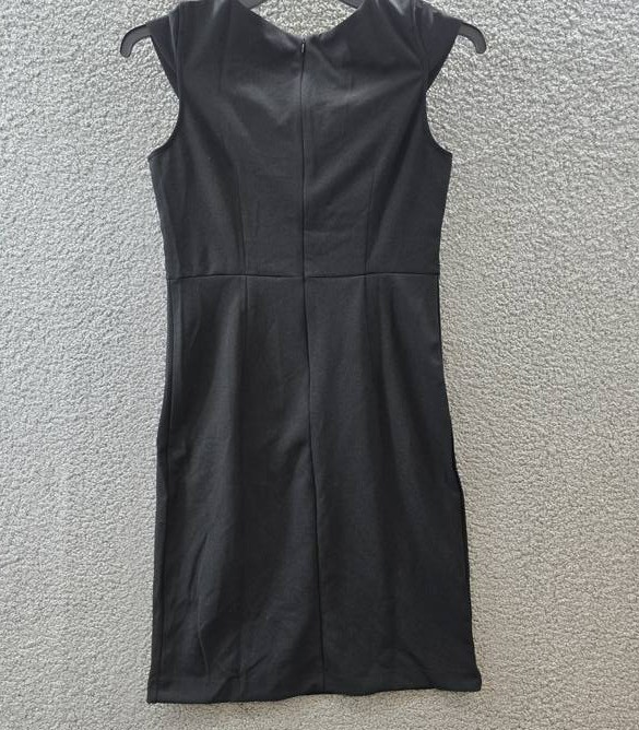 Ny Collection Petite Exposed Zipper Cap Sleeve Dress Women’s PM Black Back Zip