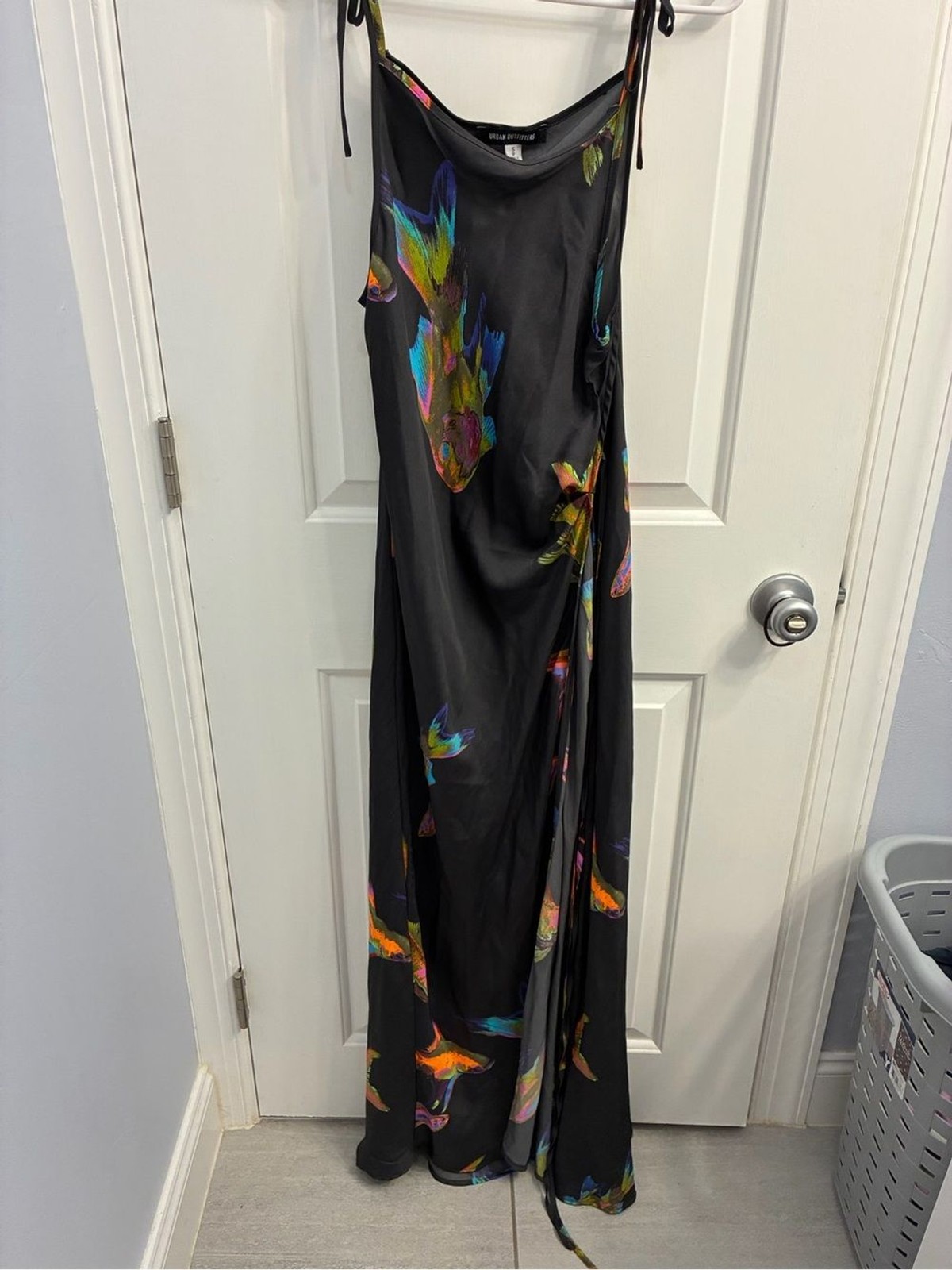 Urban Outfitters Black Slip Dress with Multicolor Fish Accents
