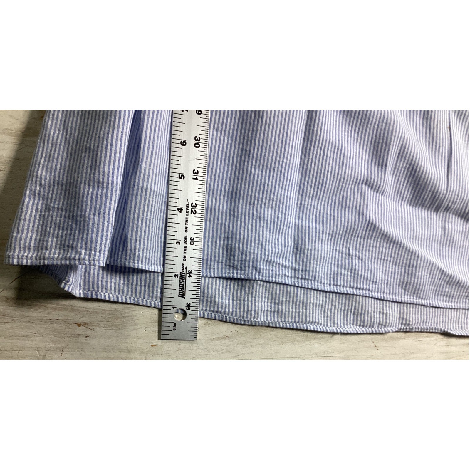 J.Crew Blue White Striped Ruffle V-Neck Linen Cotton Dress 4 G4451 4th of July