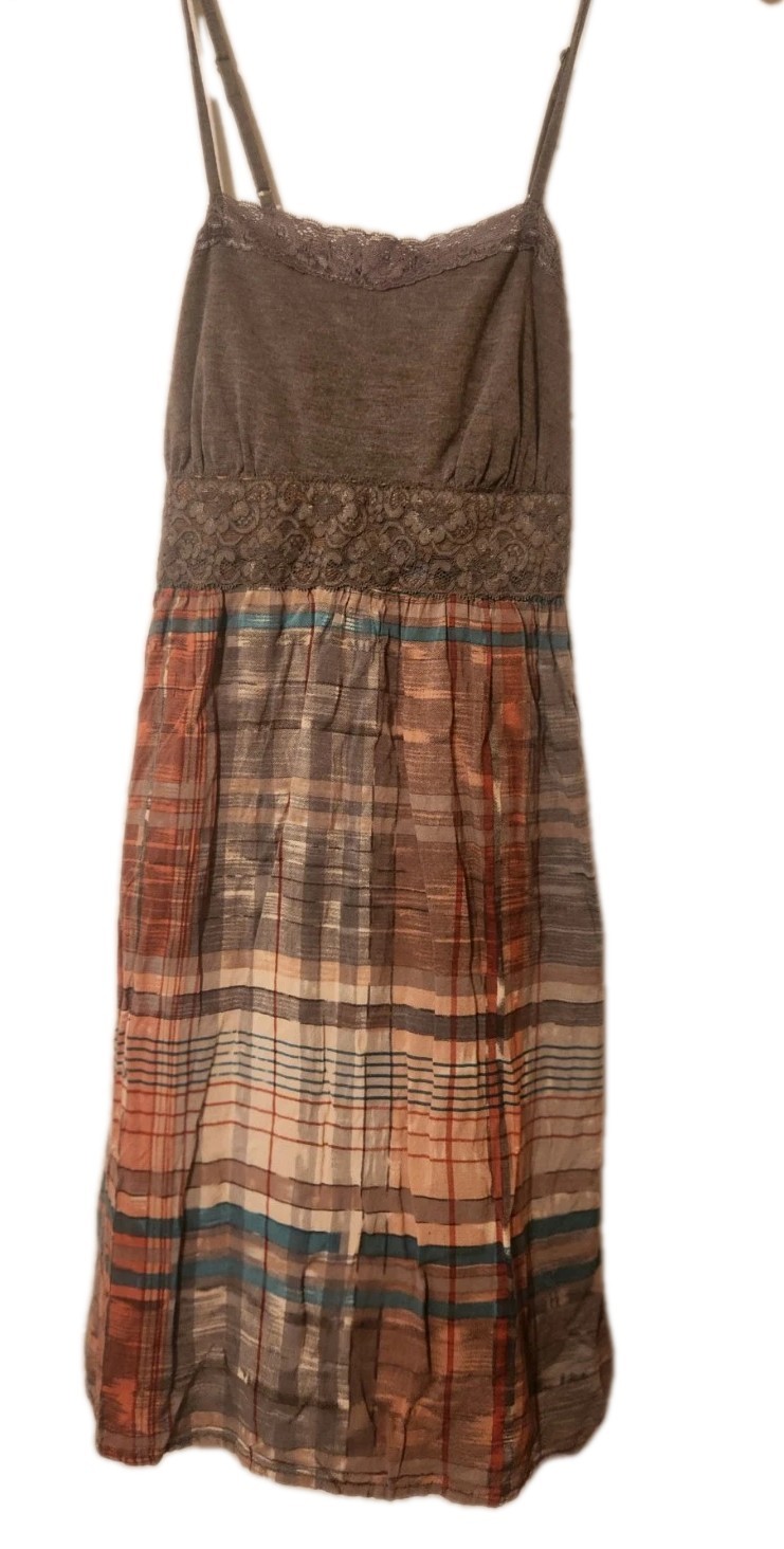 Mossimo supply co Plaid Lace Spaghetti Strap Mini Dress Womens Small