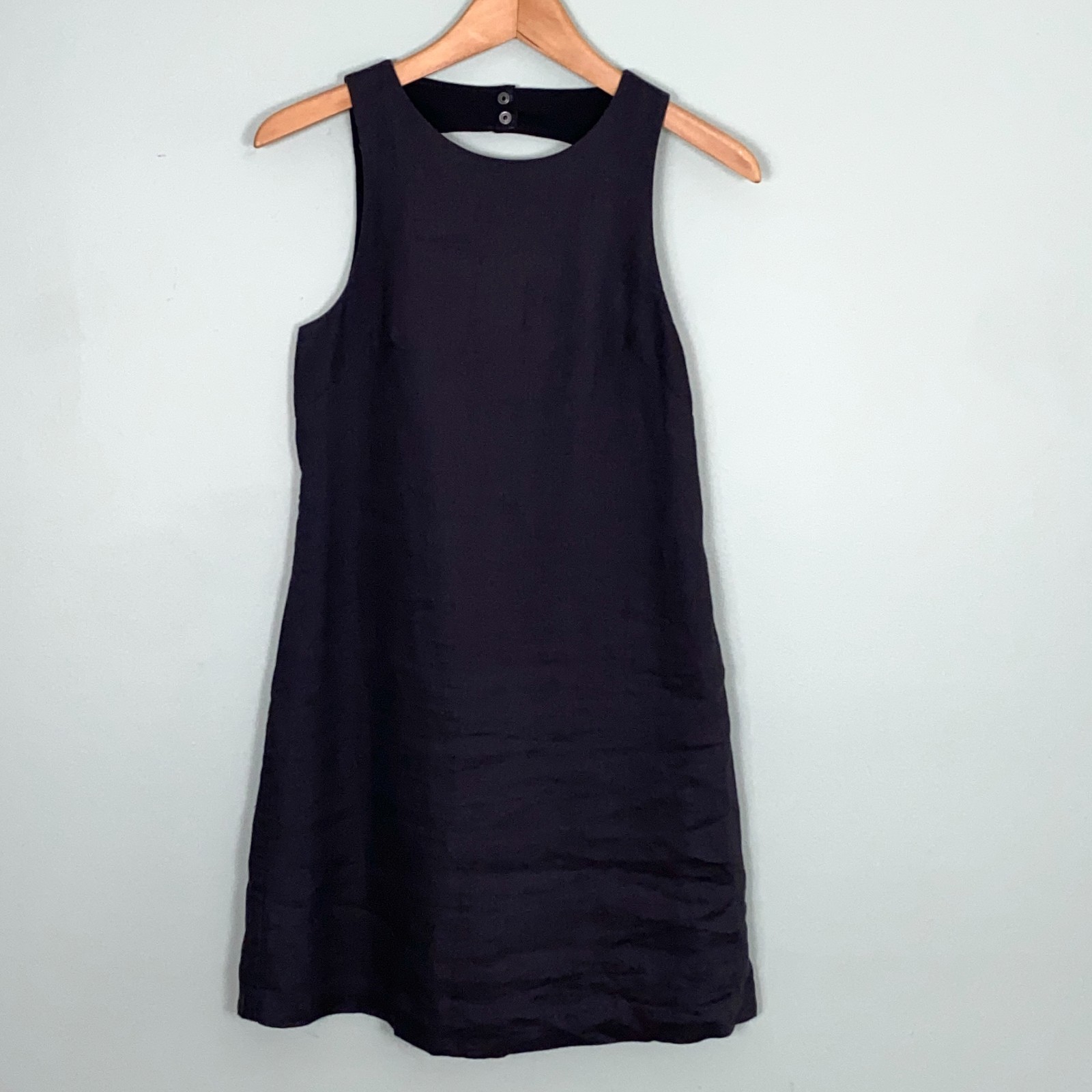 & Other Stories Paris Atelier Linen Dress Womens 0 Black Sleeveless Mini LBD