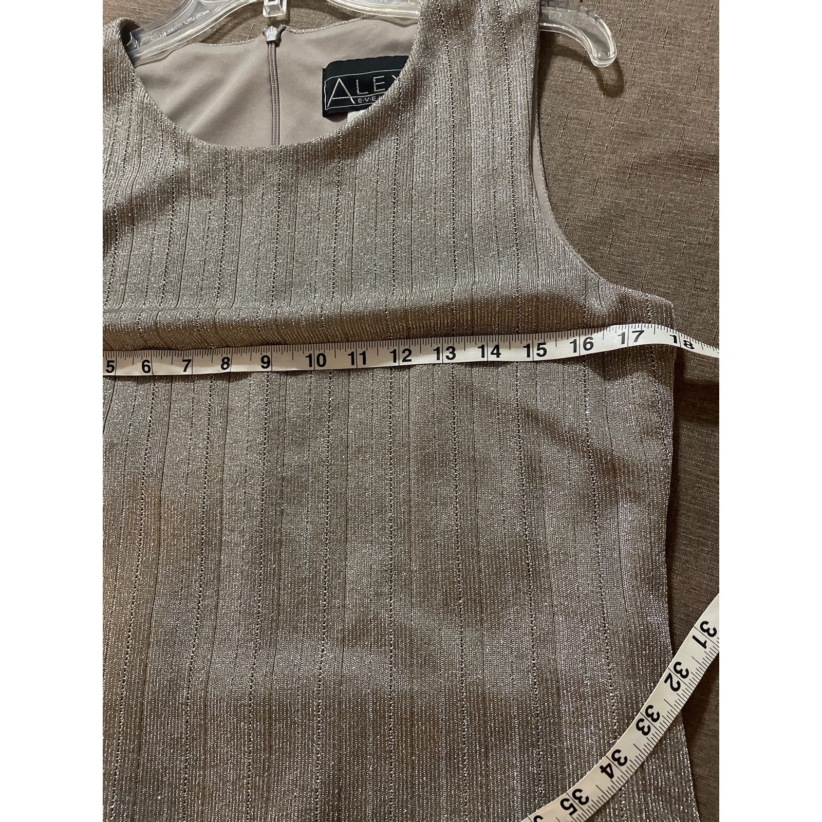 Alex Evenings Beige Gold Sparkle Special Occasion Dress Size 10