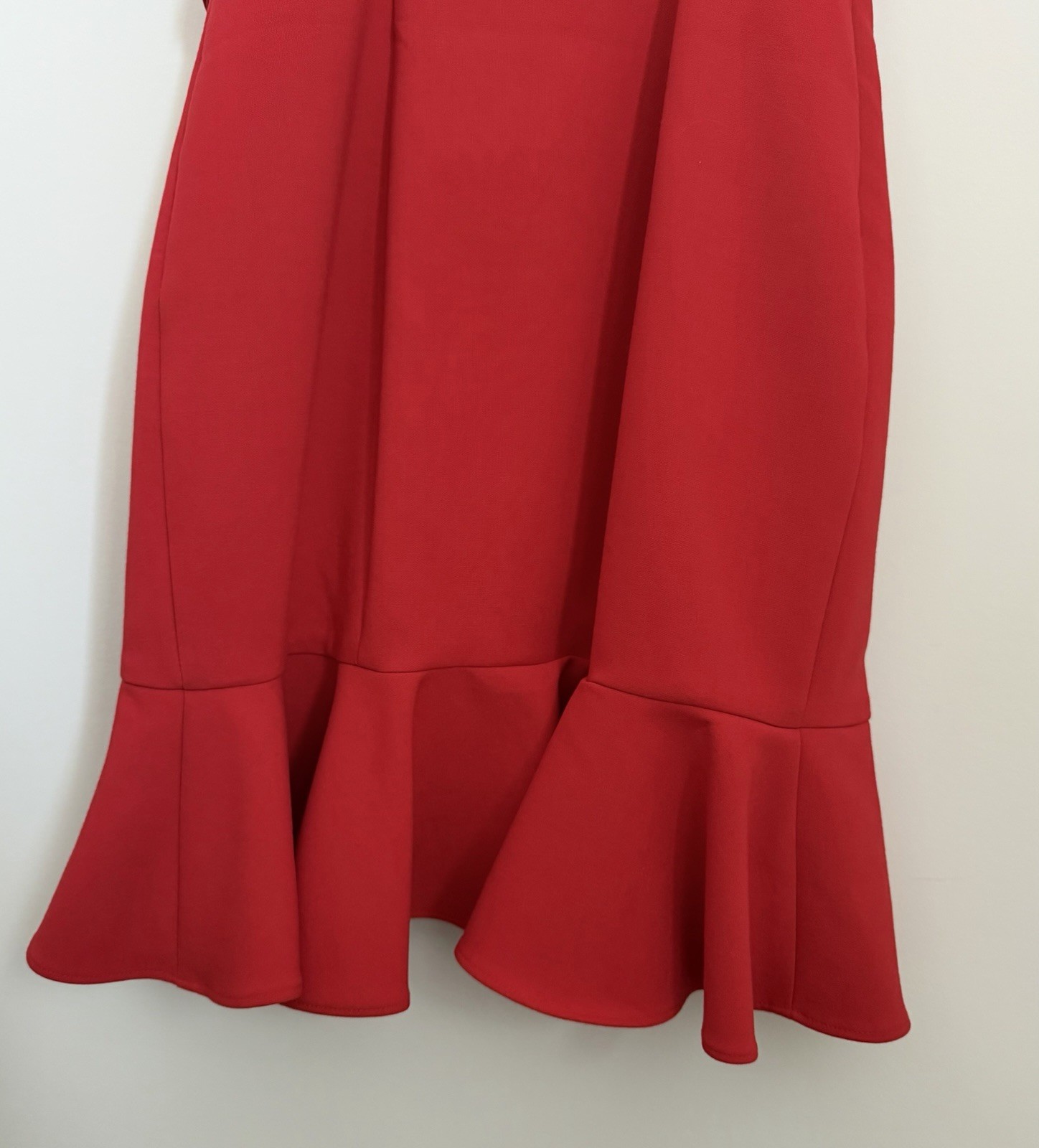 Likely Womens Ruffle Trim Cocktail Sheath Dress Scarlet Red Size 2