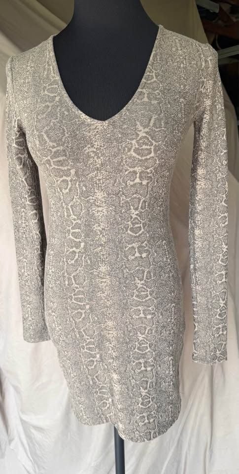 Zara Trafaluc Snakeskin Print Long Sleeve Dress Size S