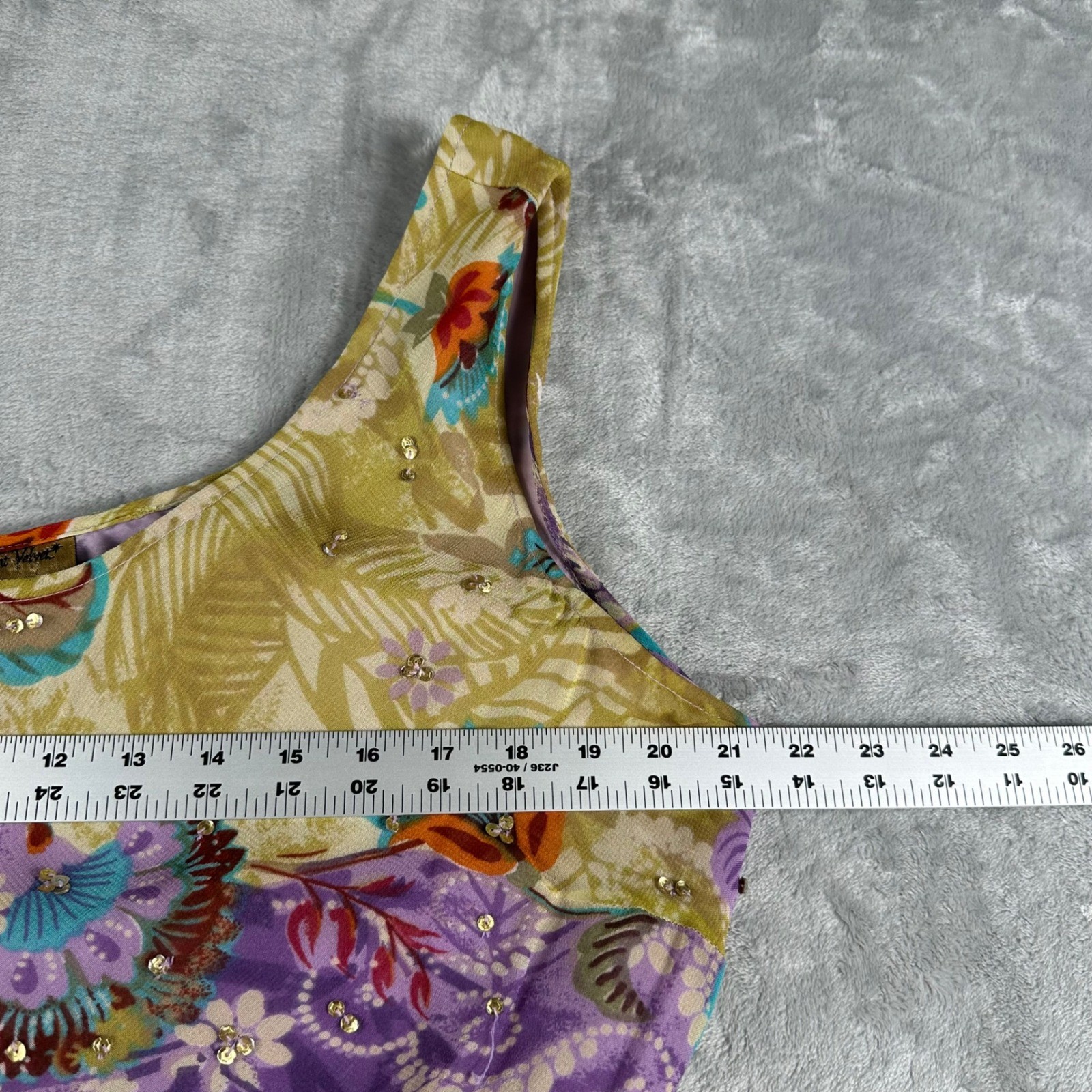 Midnight Velvet Maxi Dress 1X Purple Sequin Floral Rayon Boho Whimsigoth