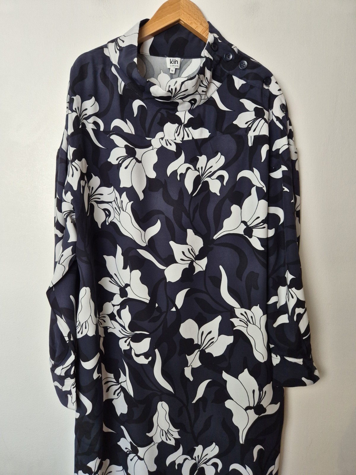 KIN John Lewis Loki Floral Print Button Collar Midi Dress Size 12