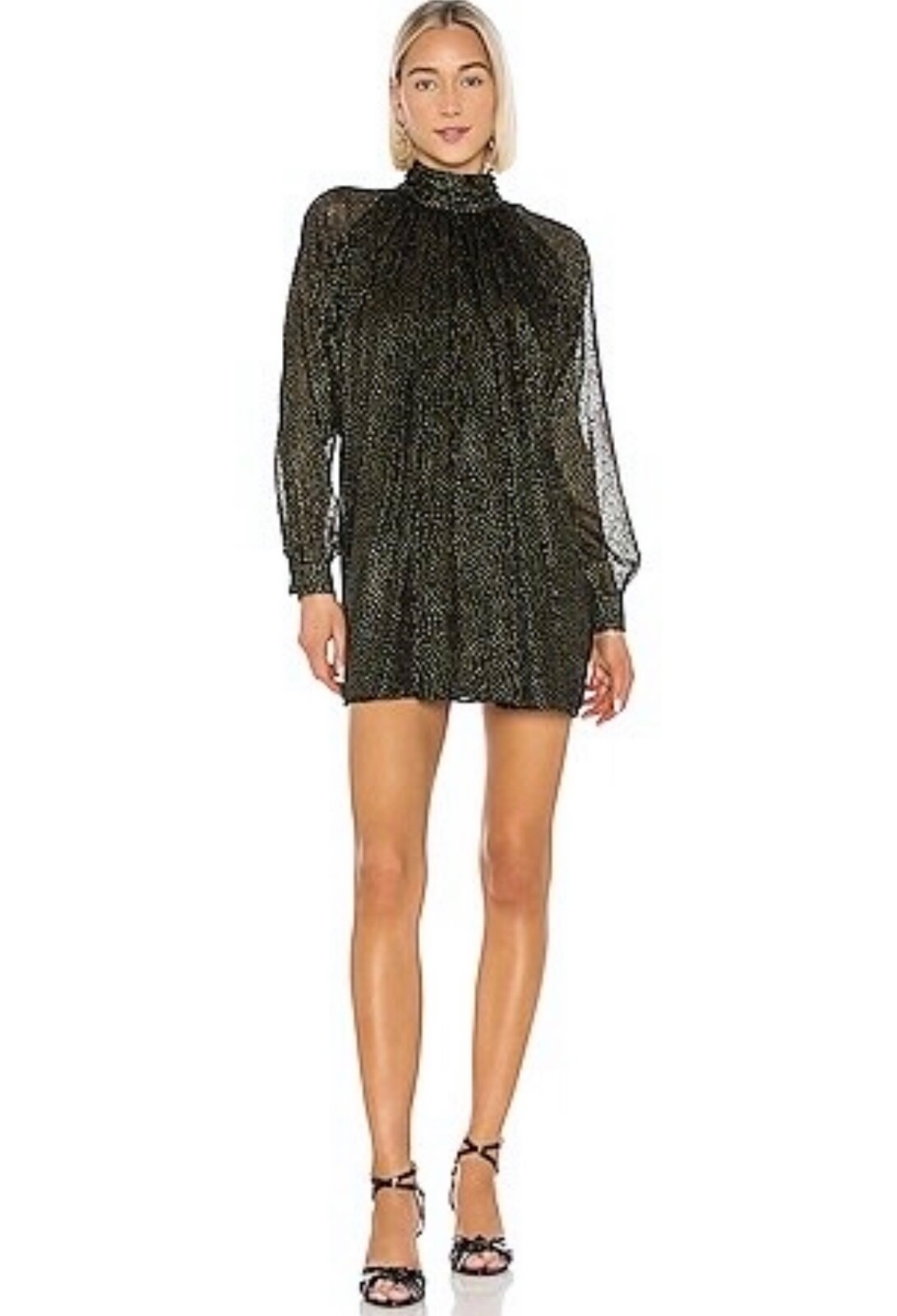 House of Harlow Revolve Women’s Small Black & Gold Shanti Mini Shift Dress NWOT