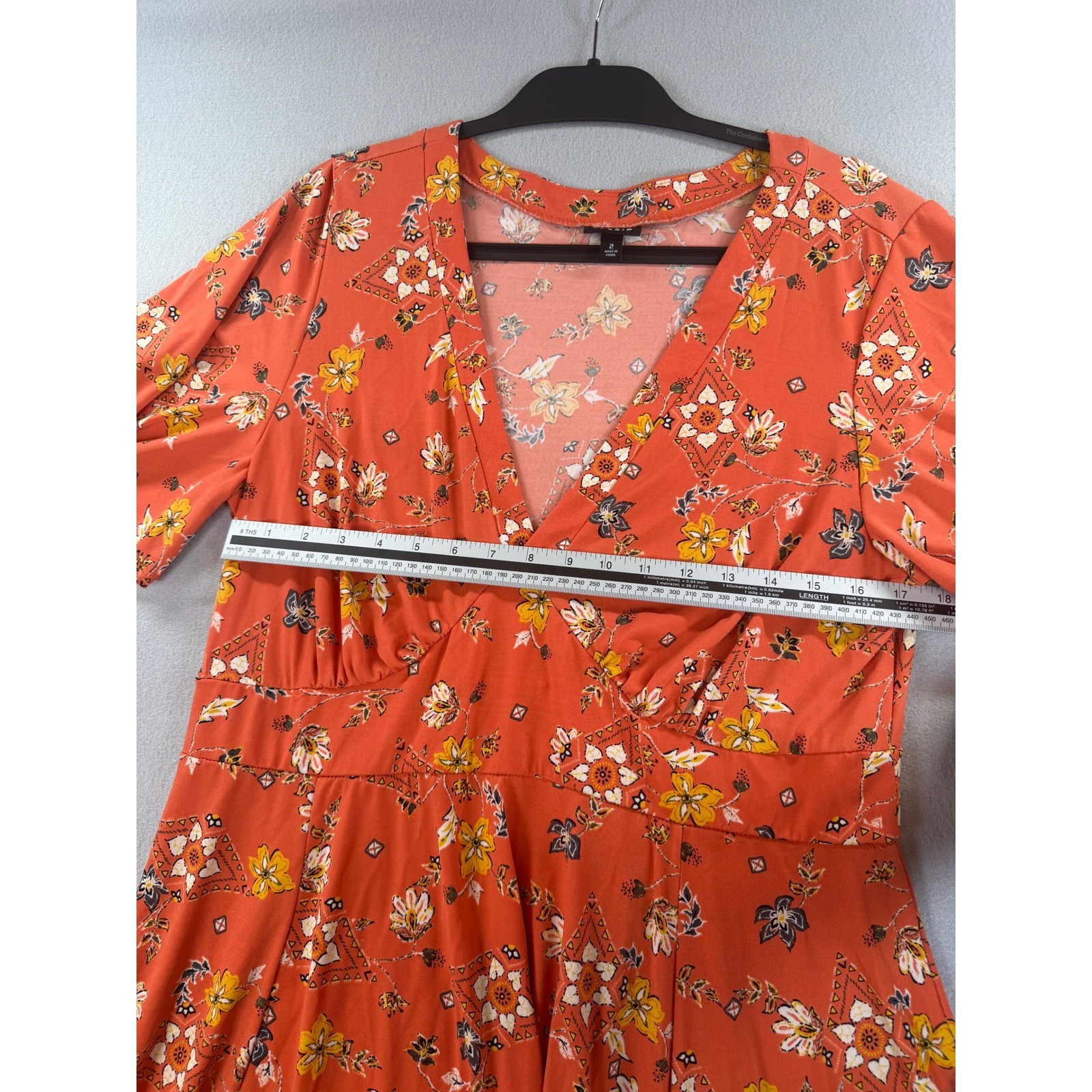Torrid Rust Orange Floral Boho Flutter Sleeve Fit Flare Dress Plus Size 2 2X