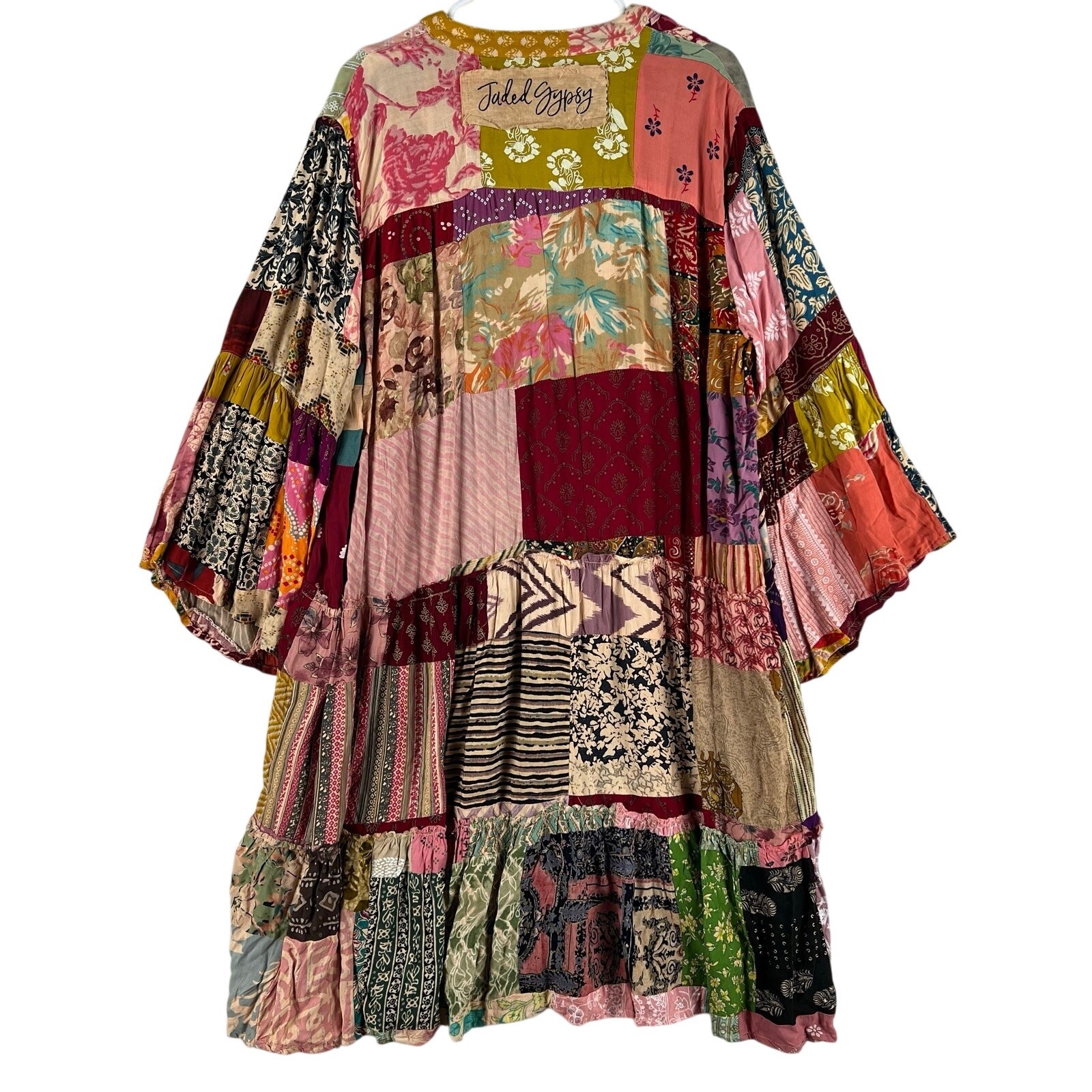 Wild at Heart Patch Tunic by Jaded Gypsy Dress Womens SZ L/XL Boho Bell Sleeve