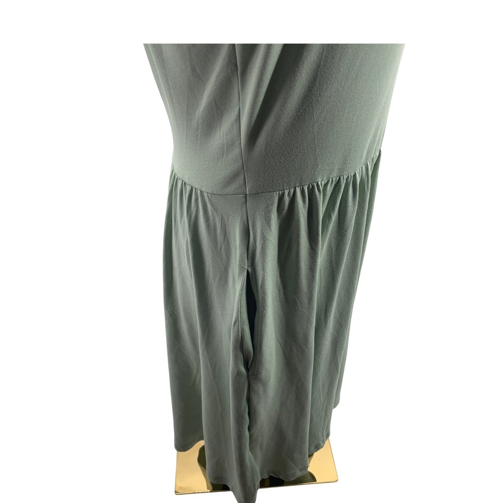 HUHOT Womens Sage Green Square Neck Sleeveless Mini Dress Pockets Large NWOT