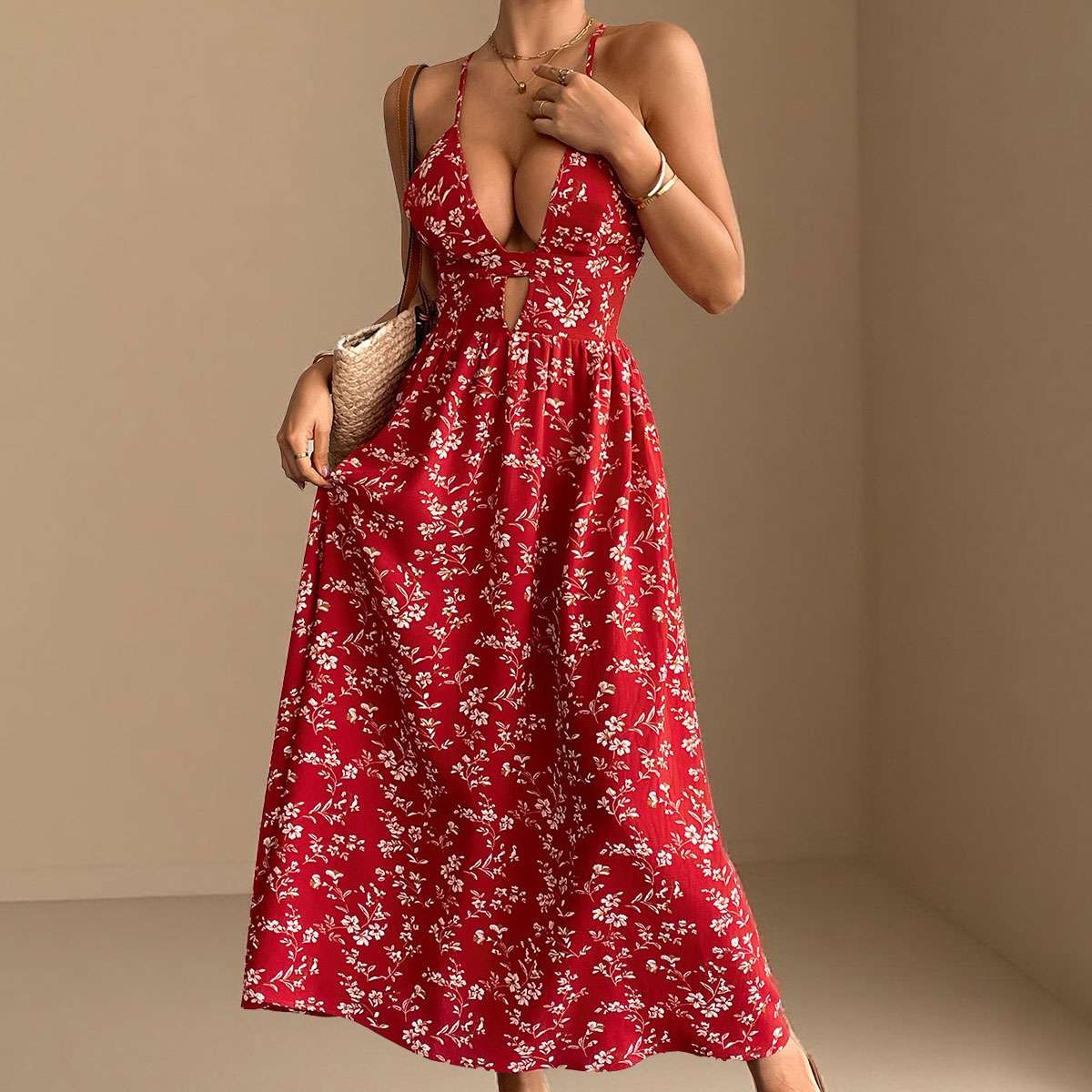Women Sleeveless Floral Boho Maxi Dress Cocktail Party Summer Beach Sundress new