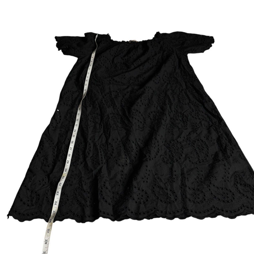 Valentina Naldi Black Strapless Cotton Eyelet Dress Italy Made Womens Medium NEW