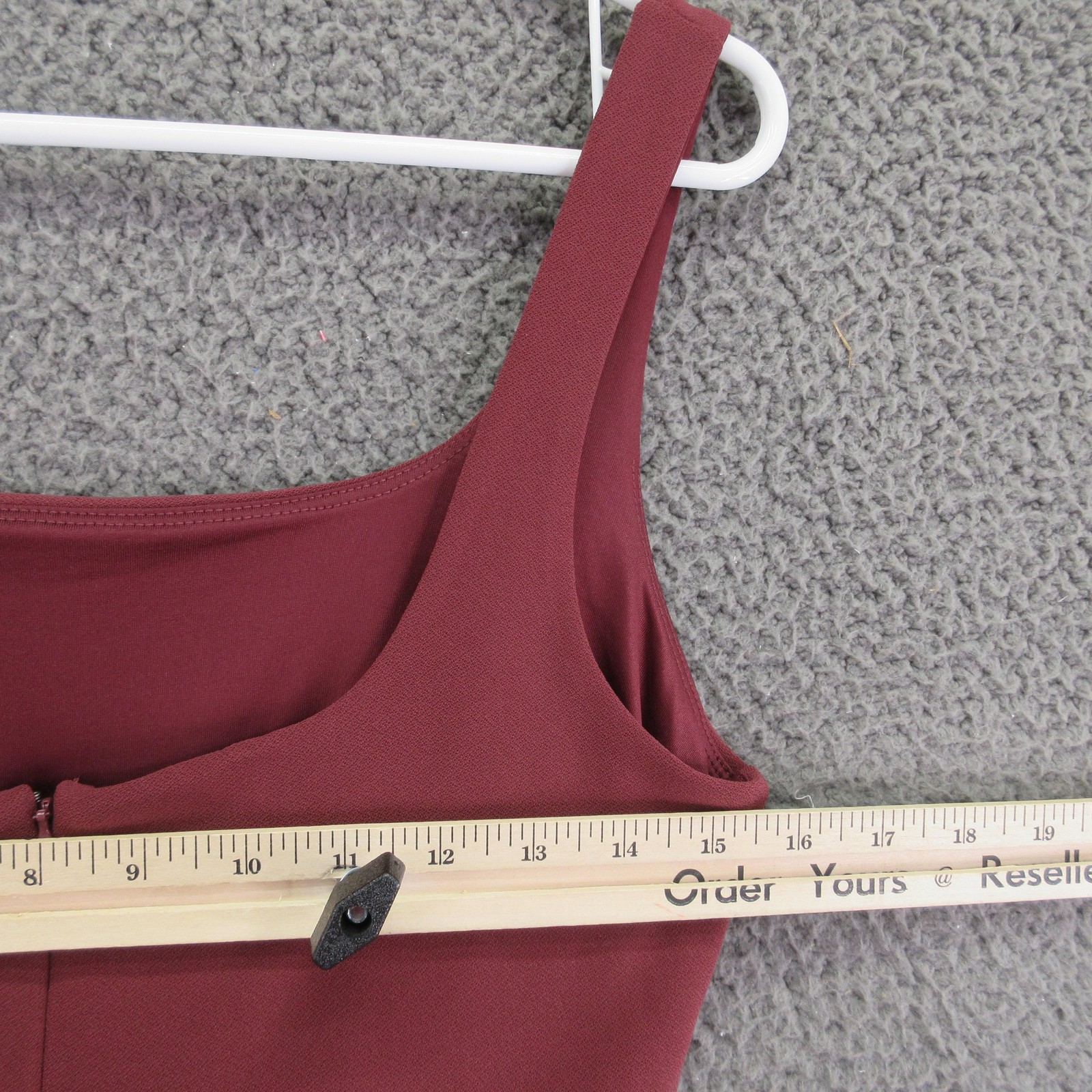 Open Edit Dress Womens Small Burgundy Midi Ruched Bodycon Sleeveless Square Neck