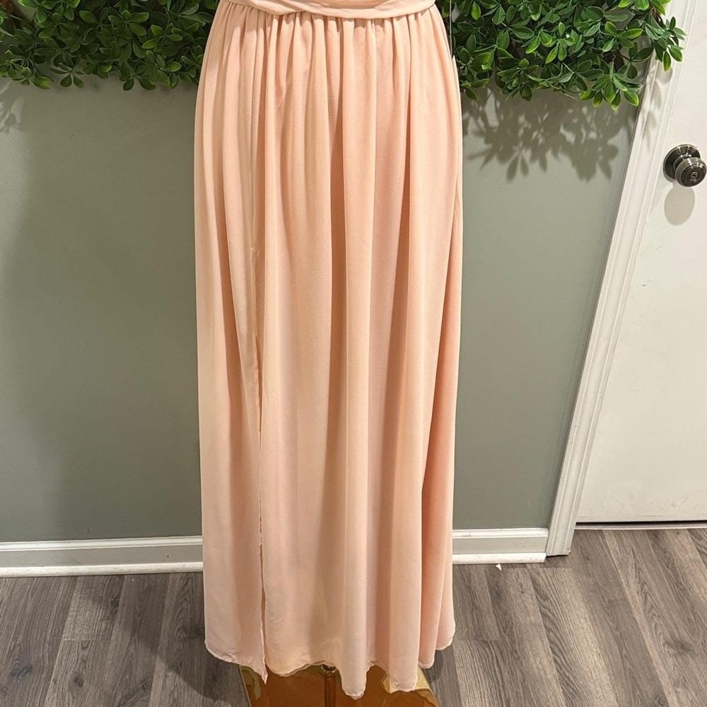 NWT- Moonlight Serenade Peach Strapless Dress w/ Slit