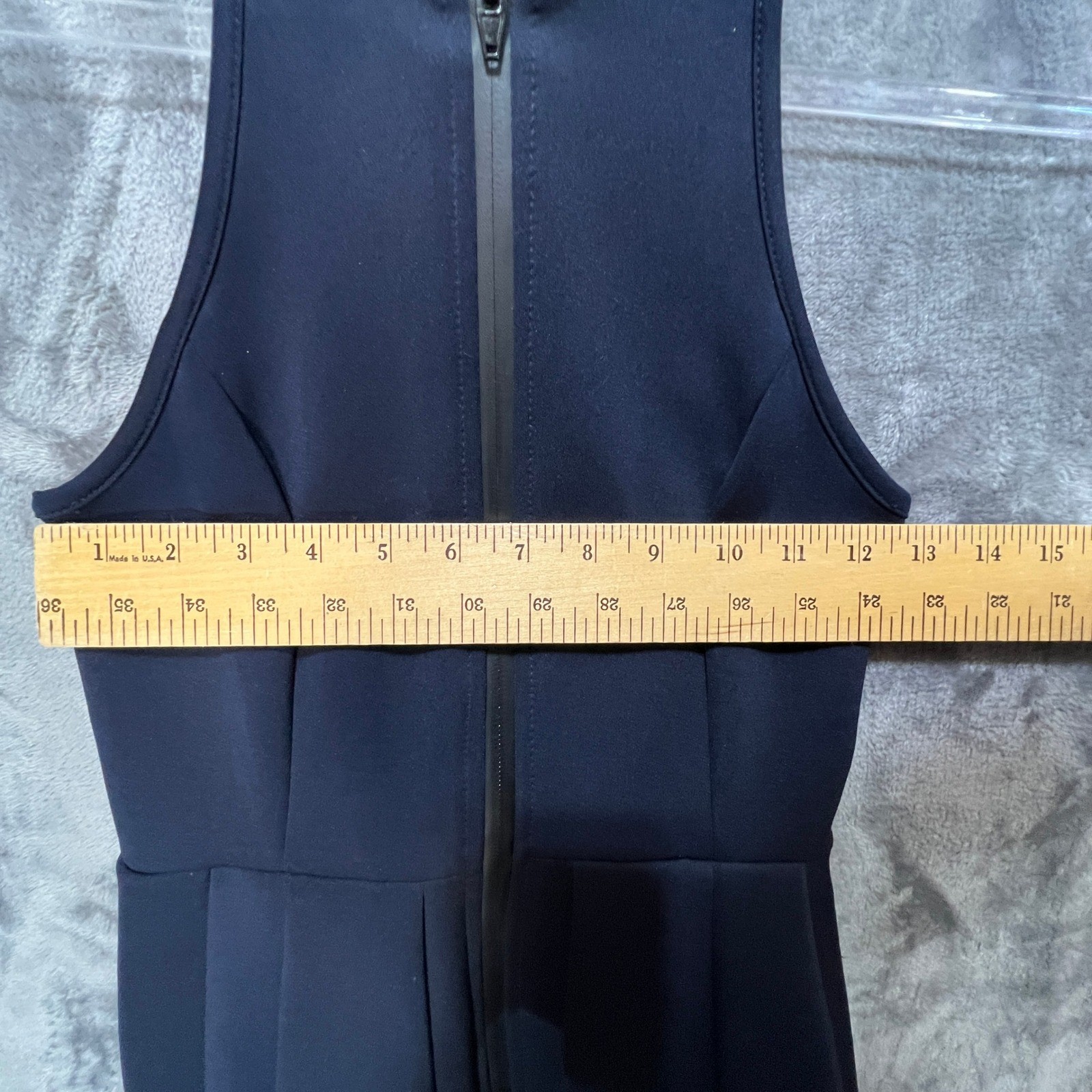 T by Alexander Wang Navy Scuba Front Zip Pleated Mini Dress Pockets sz XS Sporty
