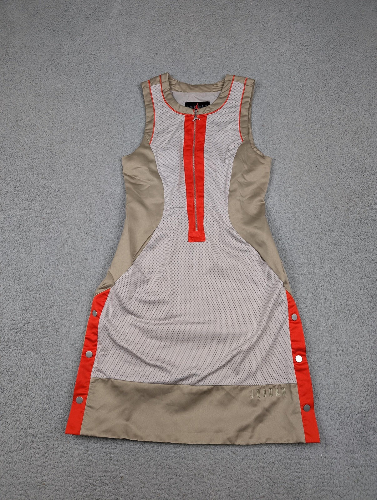 Jordan Dress Womens XS Tan Orange Mesh Zip Front Side Snaps Jumpman DD7087-247