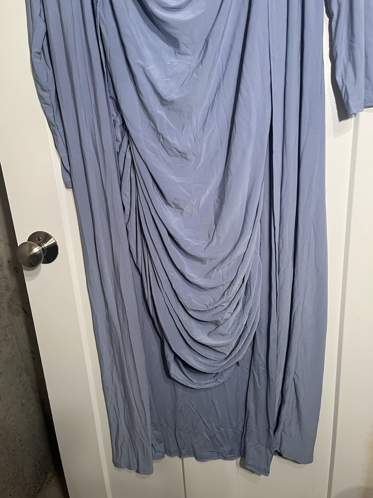 Boohoo NWT 2 Piece Dusty Blue Cowl Neck Mini Dress Long Duster Set US 12