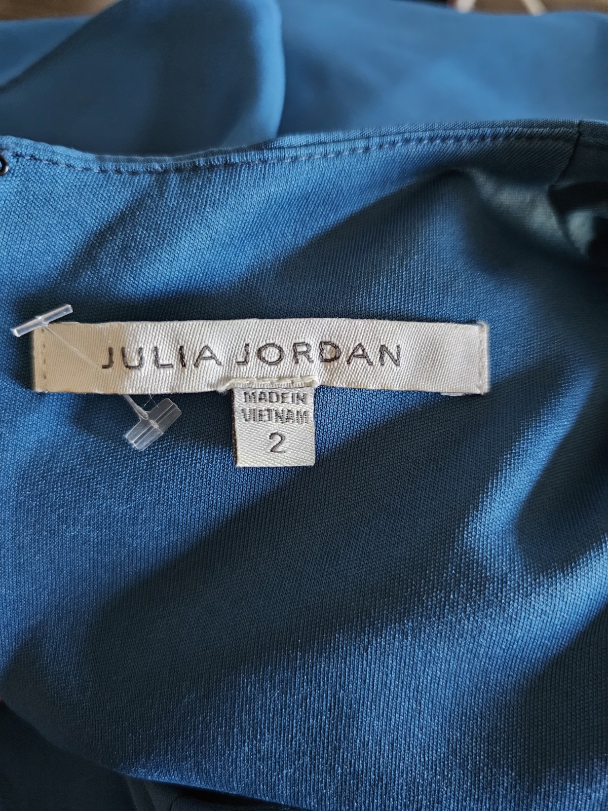 Julia Jordan Blue Woven Solid Round Neck Ruffle Sleeveless Lined Sheath 2