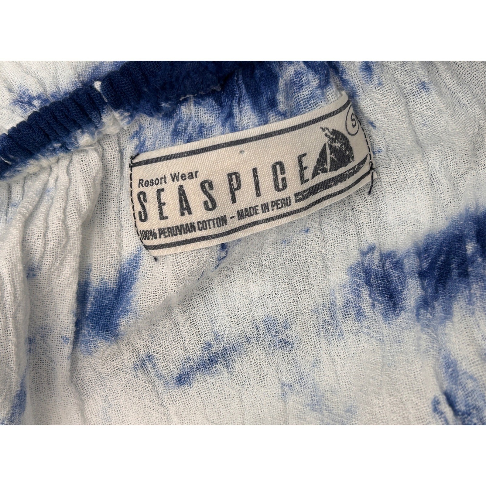 Vintage Seaspice Peruvian Cotton Tie Dye Off Shoulder Maxi Dress Small Coastal
