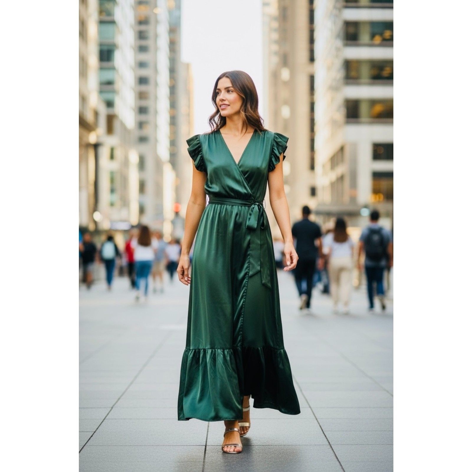 SAM EDELMAN GREEN SMOCKED ELASTIC WAIST DRESS SIZE 6 NWT
