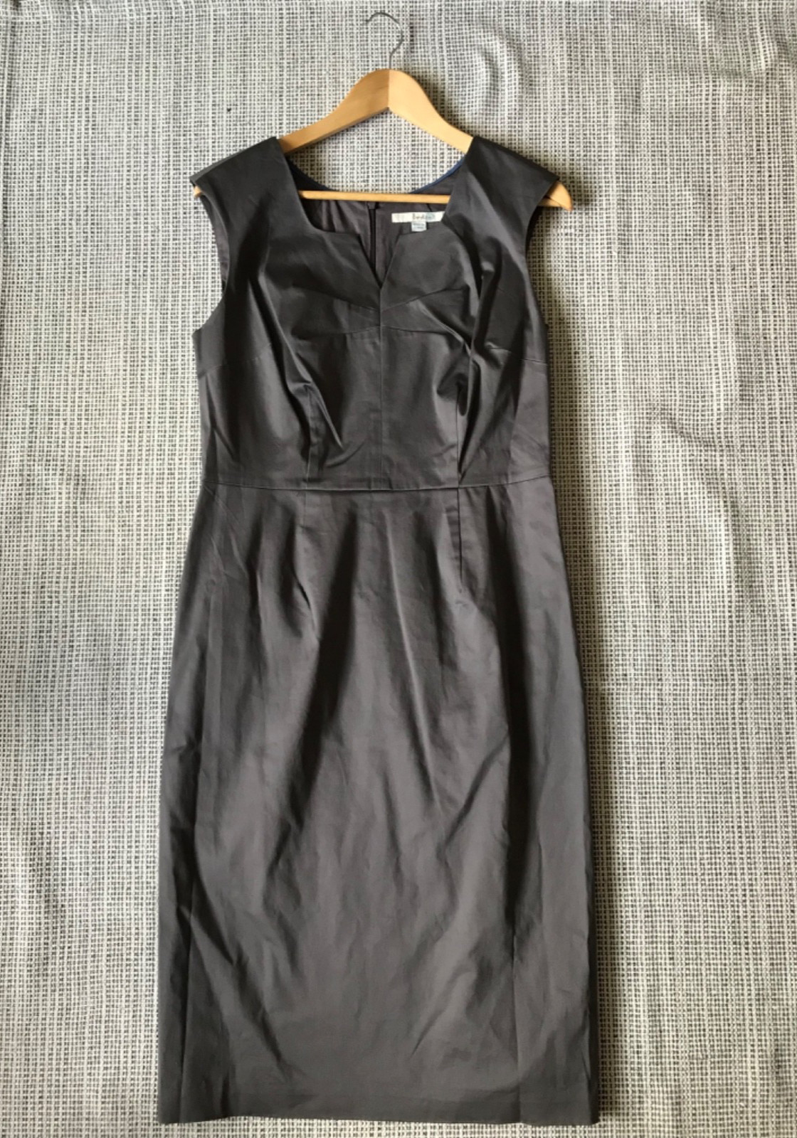 Chic Grey/Brown Boden lined pencil cotton dress size 14 – excellent condition