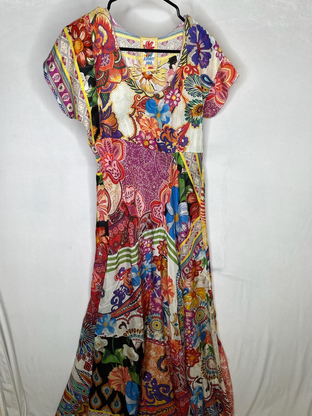 Johnny Was Dress Womens XS Multicolor Floral Silk Maxi Boho Lined C38726-1