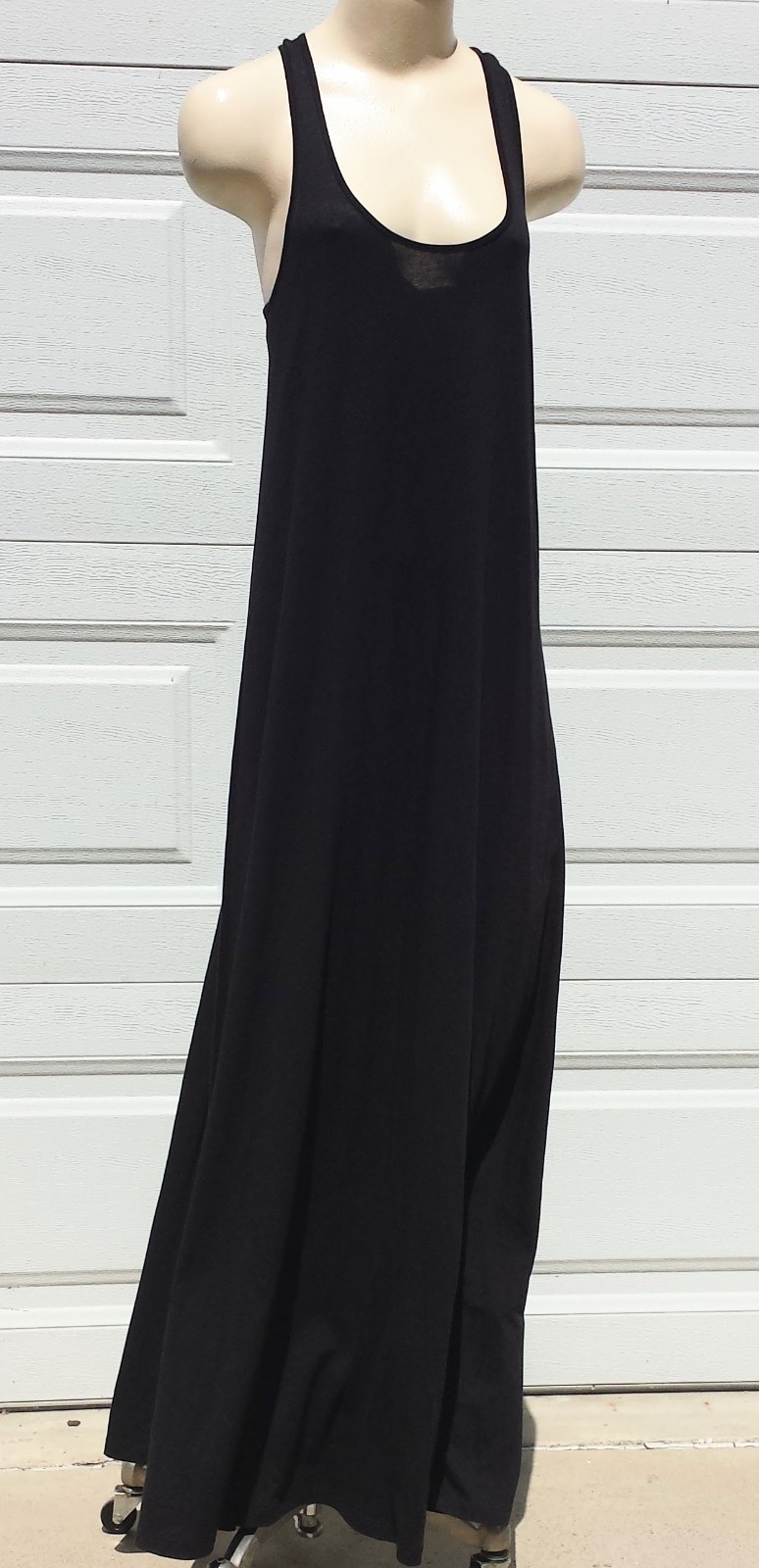NWT PURE DKNY sz M dress 100% cotton jersey maxi black