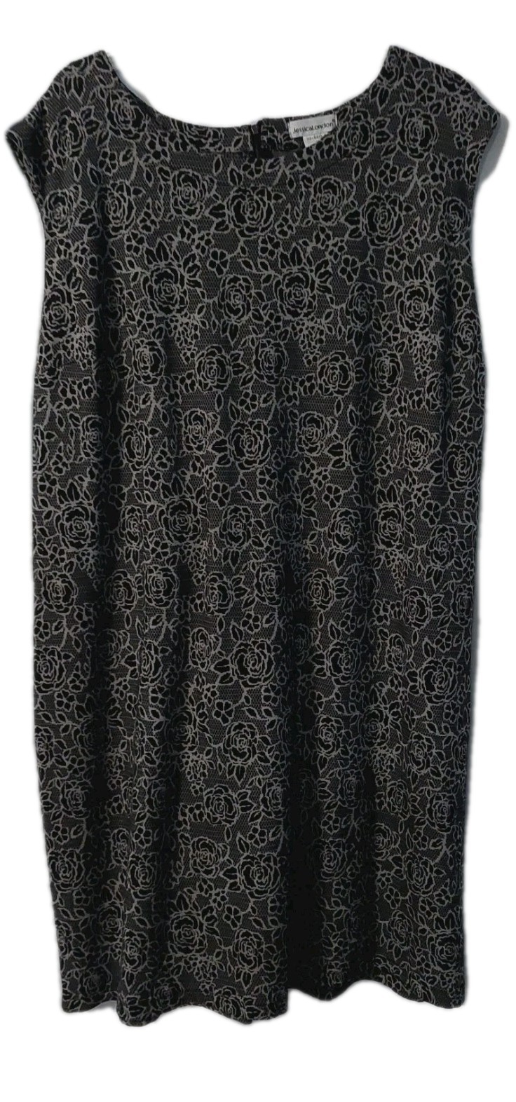 Jessica London Womens Dress Size 22 Black Floral Knit Sleeveless Length 38″