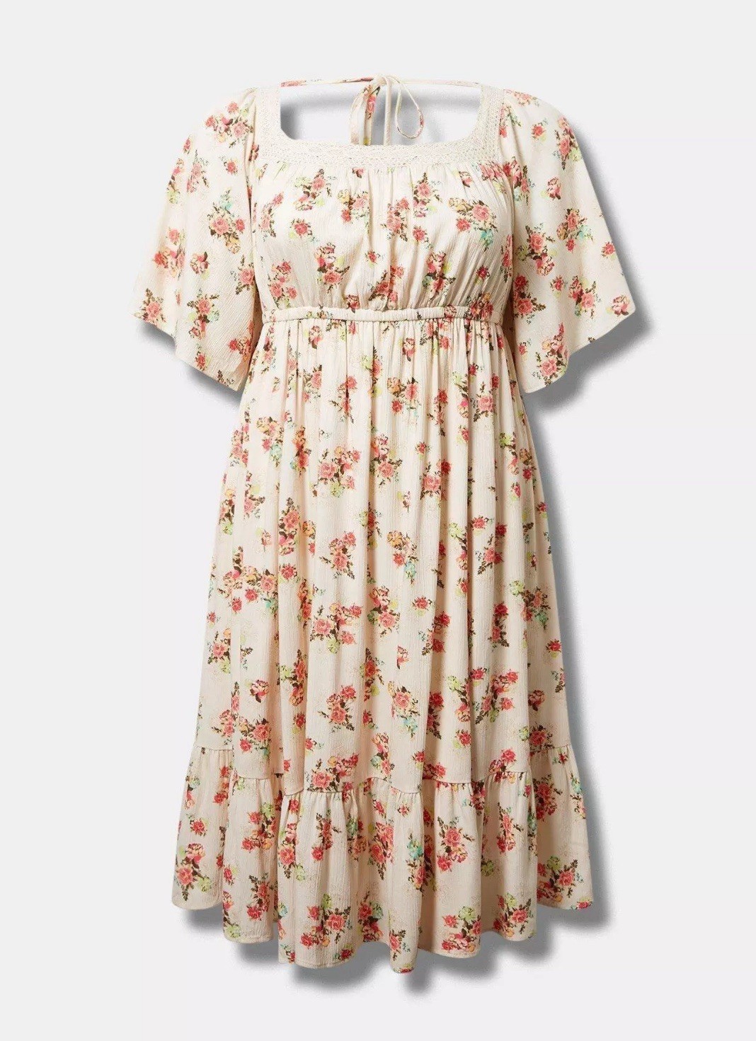 Torrid Women’s Floral Midi Length Washable Gauze Peasant Fit & Flare Dress Sz 1X