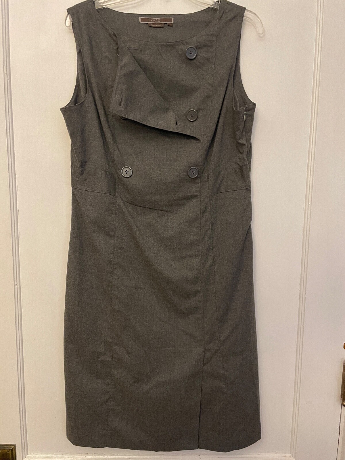To The Max Sleeveless Side Zipper Front Button Panel Grey Dress Size L
