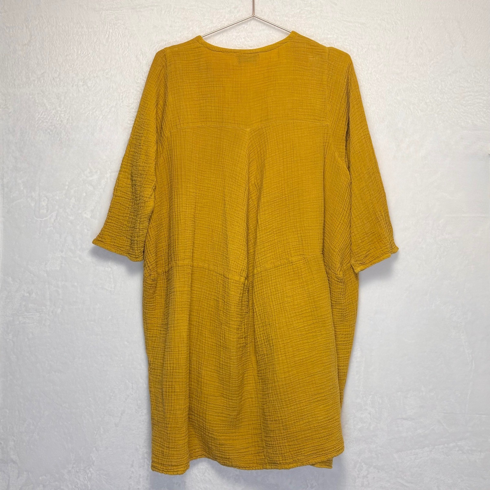 Tenzing Collections Mustard Yellow Cotton Gauze Tunic Minimalist Top Lagenlook