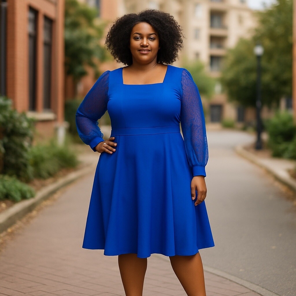 Seta T Fit & Flare Dress Square Neck Long Sleeve Party Cocktail XL